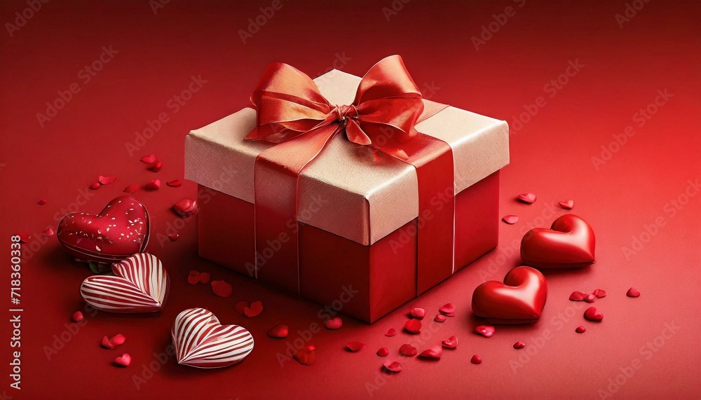 Gift box for Valentine's Day on red background Gift box for Valentine's Day on red background
