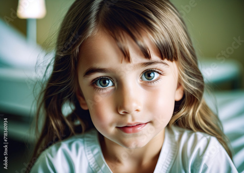 boy - girl in patient room at hospital , young kid in a doctor, portrait young kid in hospital, cute portrait kids