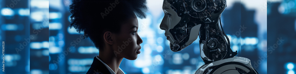 Human vs AI robot, the confrontation of artificial intelligence by ...
