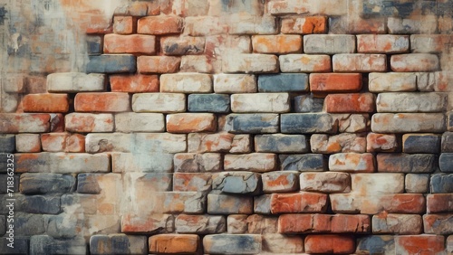 A myriad of faded colors on a brick wall creating a captivating background