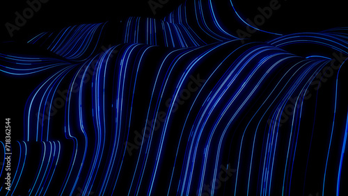 Sound Wave and Audio Technology Concept. Blue, Futuristic Digital Style. 3D Render. photo