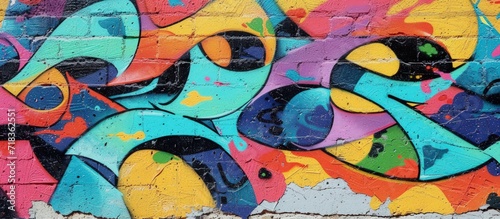 Abstract graffiti paintings vibrant colors texture on the concrete wall background. Generate AI