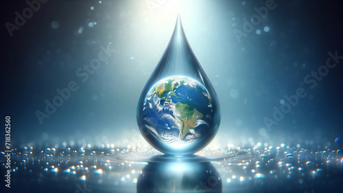 Conservation Concept Planet in a Water Droplet