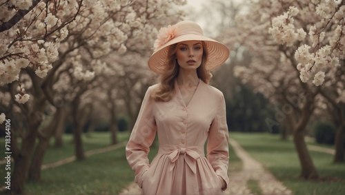 Vintage Inspired Spring Fashion in a Blossoming Alley