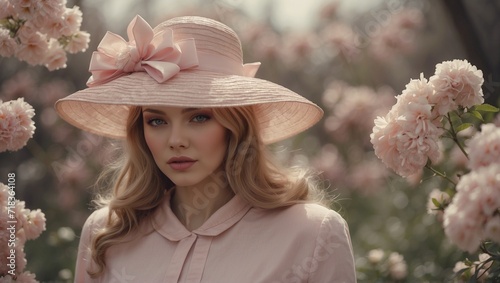 Charming Spring Attire - Model Amongst Pastel Florals