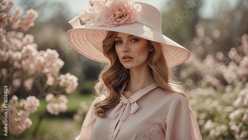 Graceful Spring Fashion - Model in Chic Pastel Attire