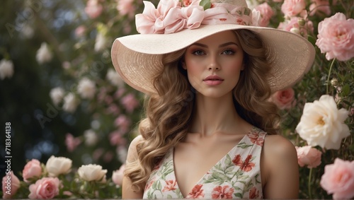 Springtime Splendor - Model in White Floral Dress Amidst Yellow Blooms