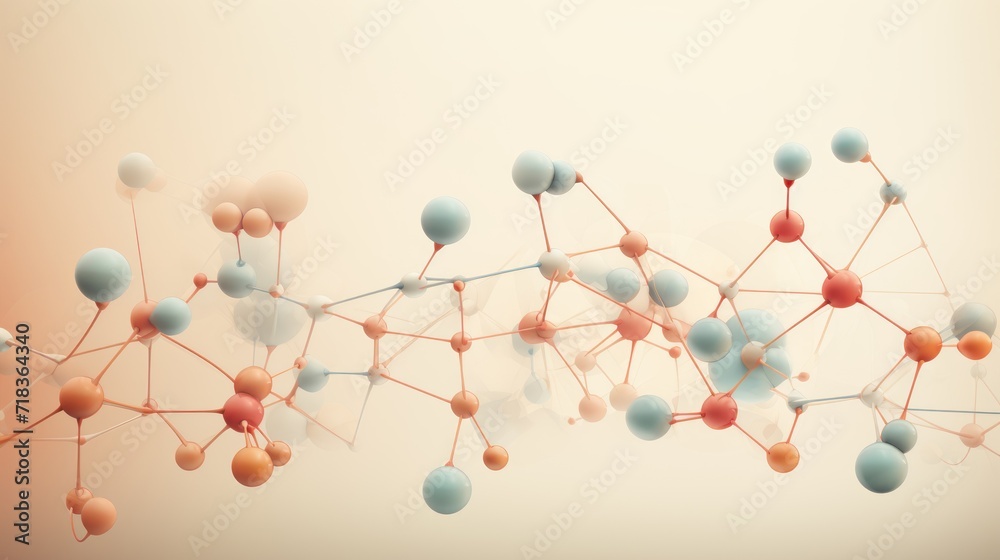 a close up of a structure made up of many different colored balls and lines on a white and orange background. a close up of a structure made up of many different colored balls and lines on a white and orange background.