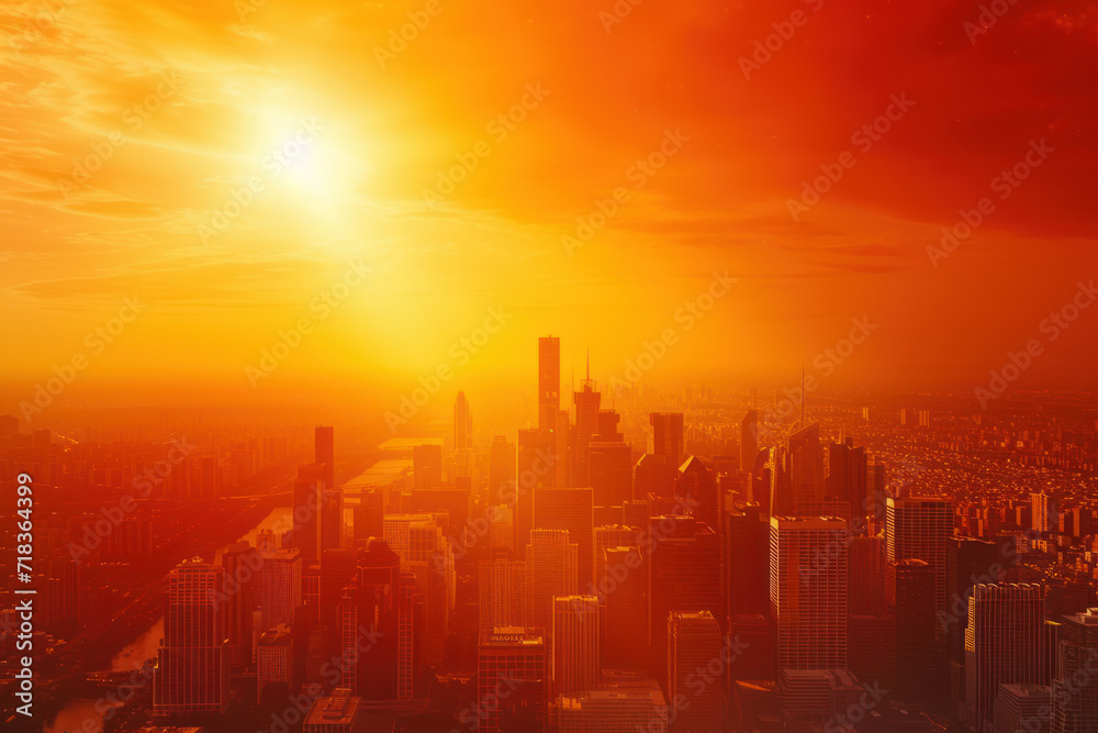 Intense heat over the city. Climate change and an increase in the number of weather disasters in the world Intense heat over the city. Climate change and an increase in the number of weather disasters in the world