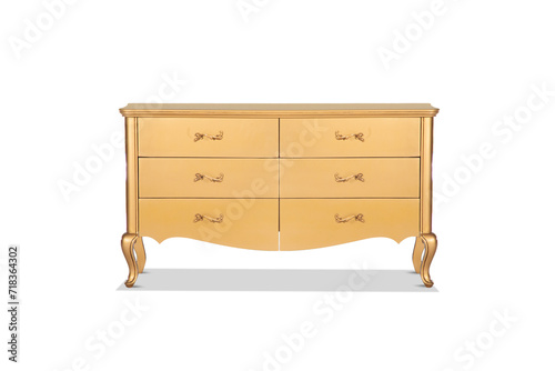 golden dresser details in white background