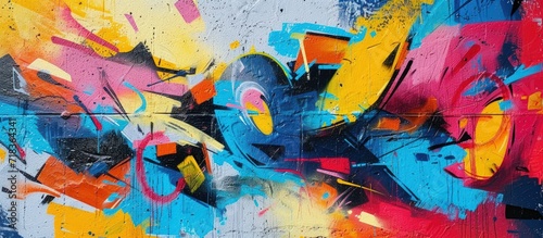 Abstract graffiti paintings vibrant colors texture on the concrete wall background. Generate AI © artpray
