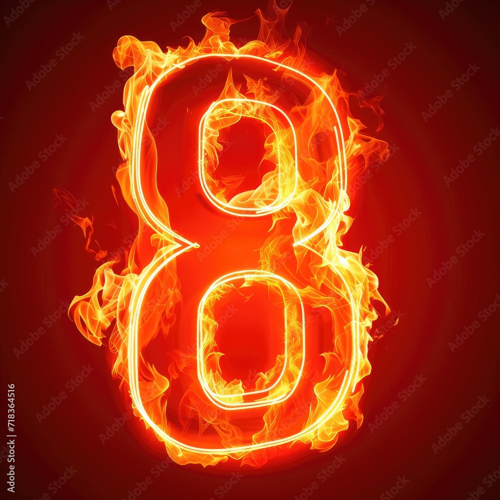 Number 8 Ignited Icon Lettering Generative AI Number 8 Ignited Icon Lettering Generative AI