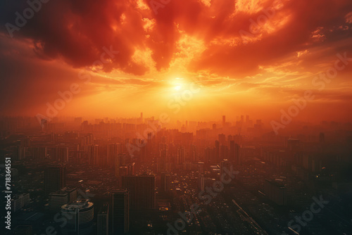 Intense heat over the city. Climate change and an increase in the number of weather disasters in the world © Roman