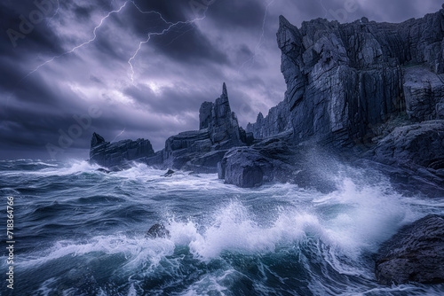 dramatic and moody seascape, with storm clouds gathering on the horizon