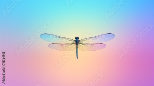  a dragon flys through the air in front of a multicolored background of blue, pink, and purple.
