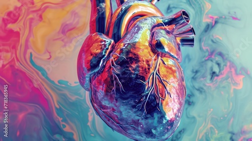 Colorful human heart. Hand drawn raster illustration for your realistic or symbolic design.