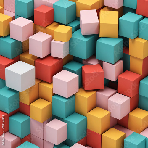 Multicolored Cube Collection, 3D Rendering