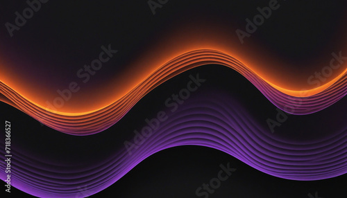 Vibrant Orange and Purple Color Wave on Black Background with Grainy Texture and Copy Space.