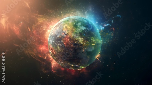 Abstract color planet earth, astrology illustration