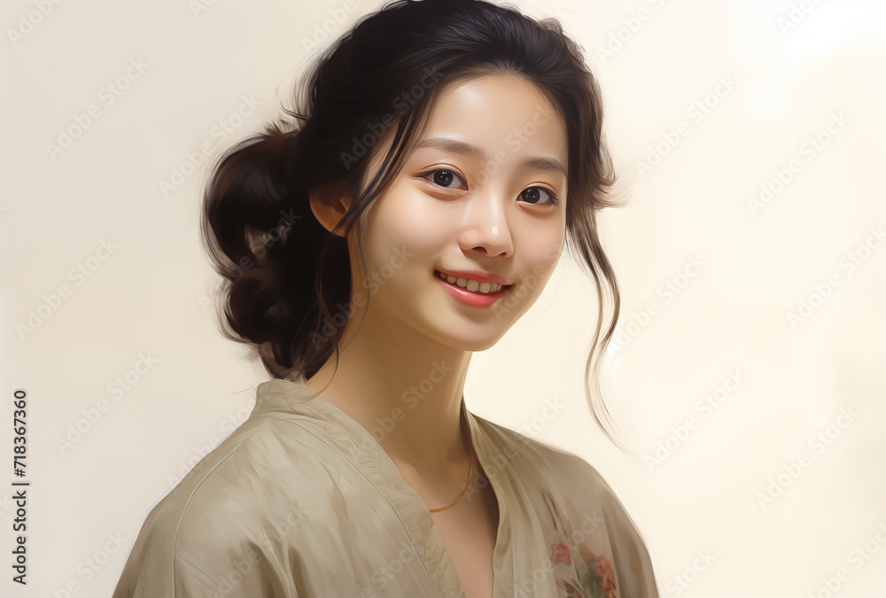 A smiling woman standing on white background A smiling woman standing on white background