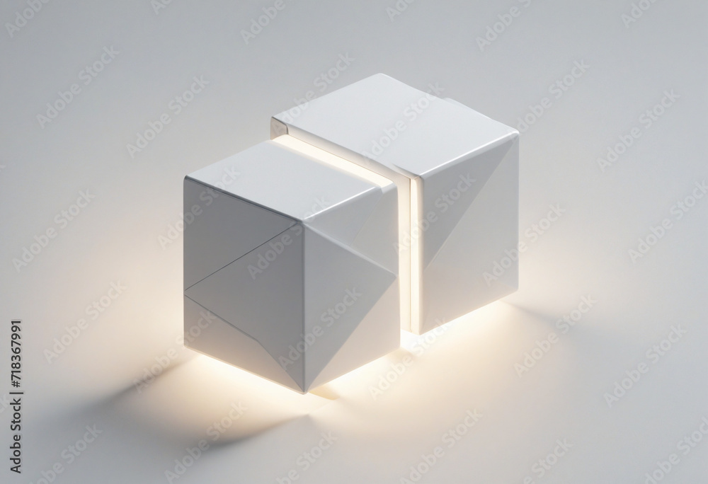 3D geometric design in white, abstract background 3D geometric design in white, abstract background