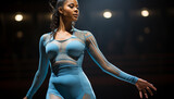 Young adult woman, a fashion model, performing sensually on stage generated by AI