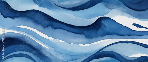 Blue abstract watercolor stripe design photo