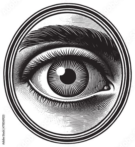 Vintage Vector Eye Illustration - Engraved Style