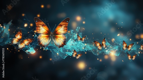 Beautiful butterfly on a blue background. 3d rendering © KRIS