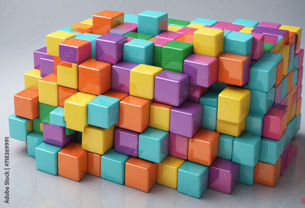 Vibrant Cubes in 3D Rendering