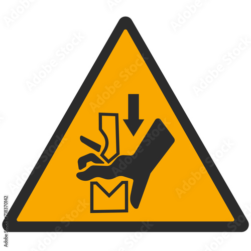 WARNING PICTOGRAM, HAND INJURY BY PRESS ISO 7010 - W030, SVG