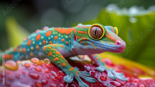 Close up of a colorful gecko - macro shot