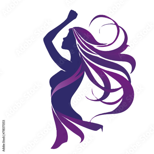 Silhouette of a woman in purple, embodying empowerment and strength in png