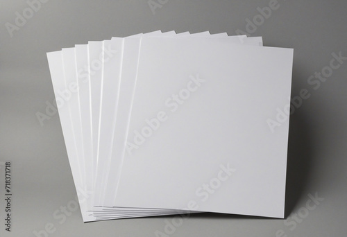 Blank White Paper on Gray Background