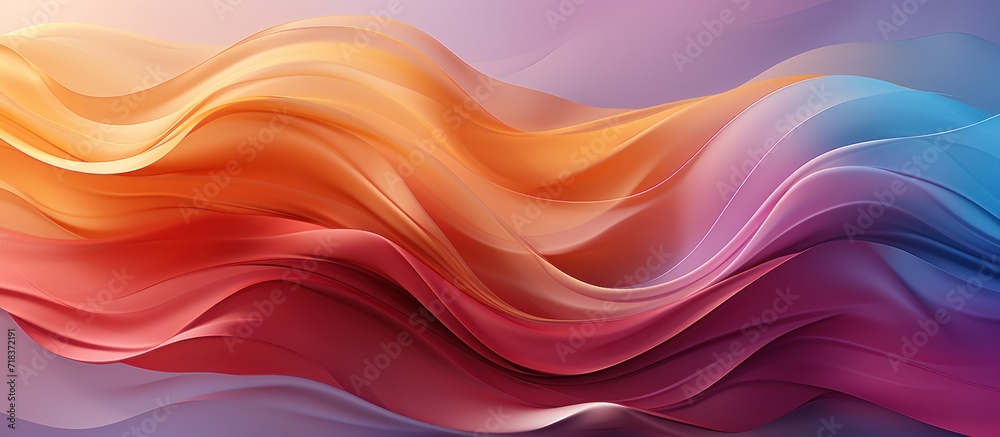 3d render, abstract colorful background with smooth lines, waves.