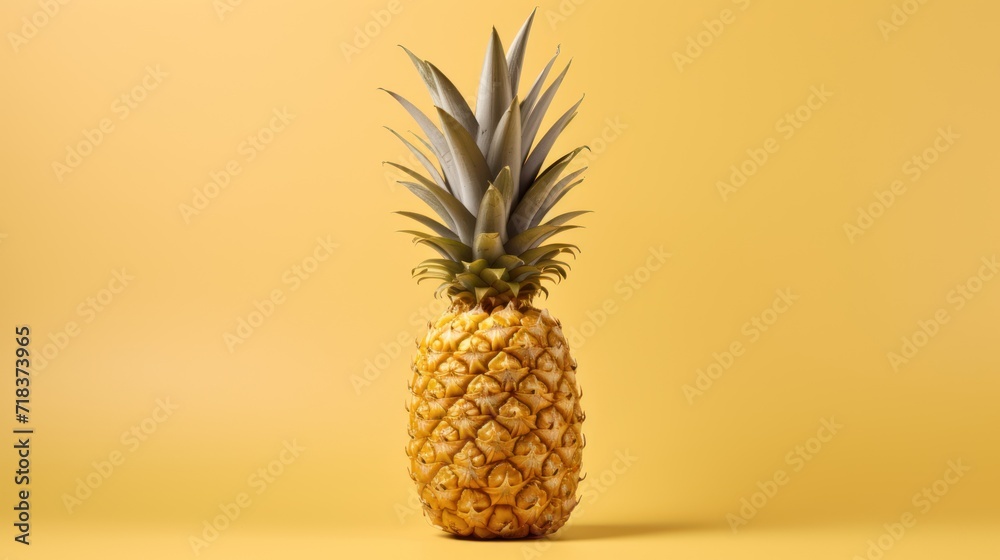a pineapple on a yellow background with a yellow background and a white pineapple on the bottom of the pineapple. a pineapple on a yellow background with a yellow background and a white pineapple on the bottom of the pineapple.