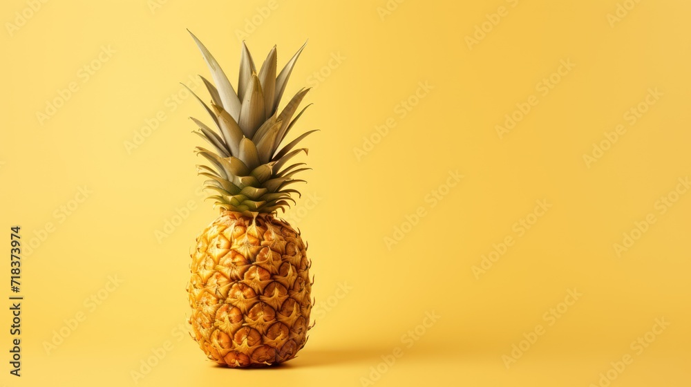 a pineapple on a yellow background with a slight shadow on the bottom of the pineapple and the top of the pineapple on the bottom of the pineapple. a pineapple on a yellow background with a slight shadow on the bottom of the pineapple and the top of the pineapple on the bottom of the pineapple.