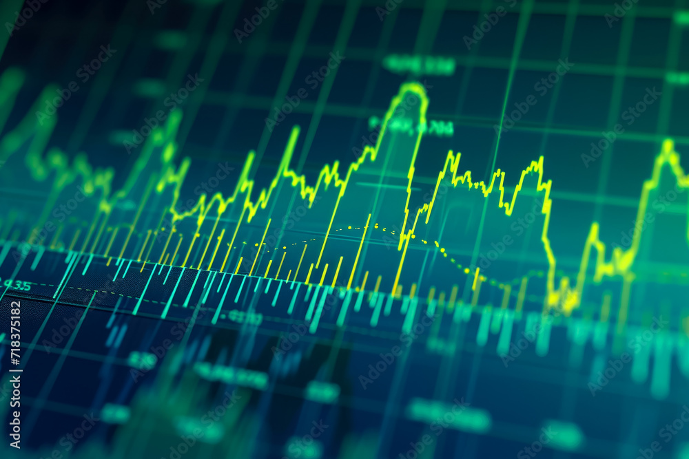 A line chart index for the past 10 years with a green background and a yellow line A line chart index for the past 10 years with a green background and a yellow line