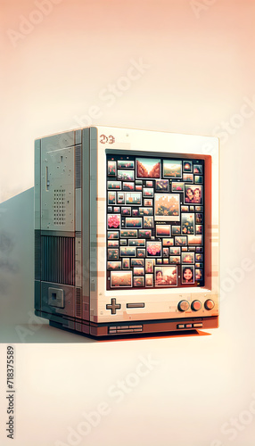 Vintage-Inspired CRT TV Styled as Classic Console Illustration: Retro Gaming Nostalgia & Pop Culture Concept