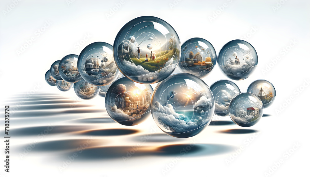 Floating Spheres with Varied Landscapes Artwork - Diversity and ...