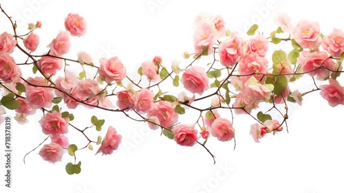 A cluster of delicate pink flowers blooming on a branch. 