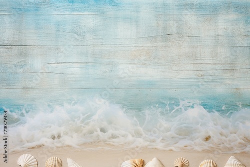 Coastal-Themed Wall Texture Background with Weathered Seashells and Soothing Blue Tones