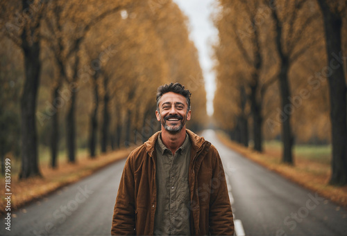 man smiling on road