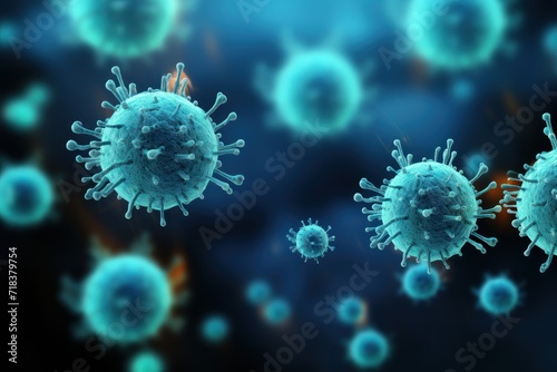 3D illustration of Swine Influenza or SARS-CoV-2 virus. Swine Influenza is a type of virus that is transmitted to humans via contaminated food or water