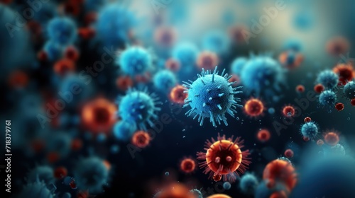3D illustration of Swine Influenza or SARS-CoV-2 virus. Swine Influenza is a type of virus that is transmitted to humans via contaminated food or water © John Martin