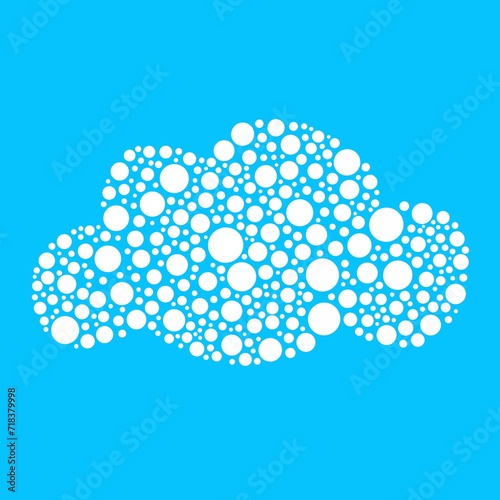 Cloud made of white circles on blue background