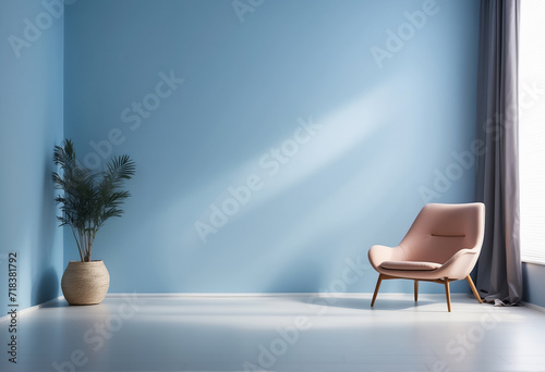 A minimalistic room with an empty wall, providing a versatile backdrop for various design concepts. Perfect for showcasing simplicity and clean aesthetics.