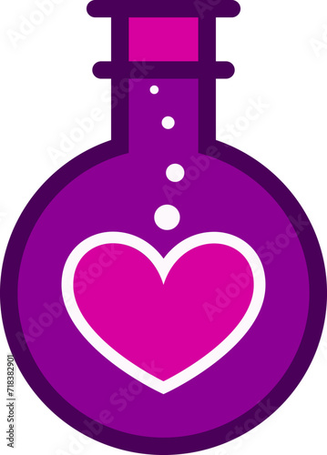 A potion bottle, Love potion icon, Heart in a glass jar, Symbol of Valentine's Day