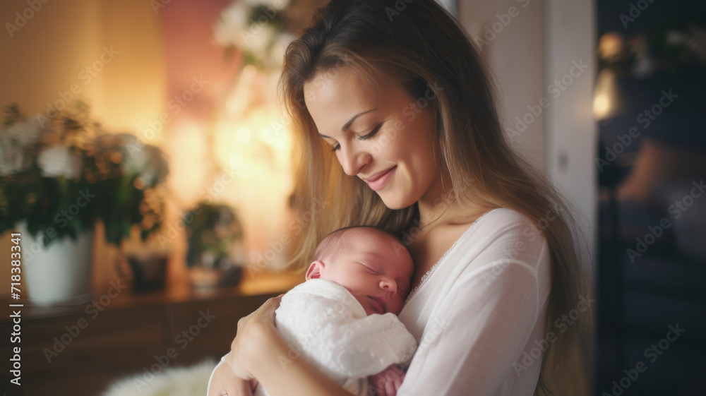 Motherhood. In the gentle embrace of morning light, a mother and her baby share an intimate moment of peace and love; a scene that captures the essence of maternal bonds. Motherhood. In the gentle embrace of morning light, a mother and her baby share an intimate moment of peace and love; a scene that captures the essence of maternal bonds.