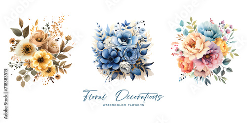 An elegant and beautiful watercolor flower is very suitable for wedding decoration purposes or as a wedding invitation element